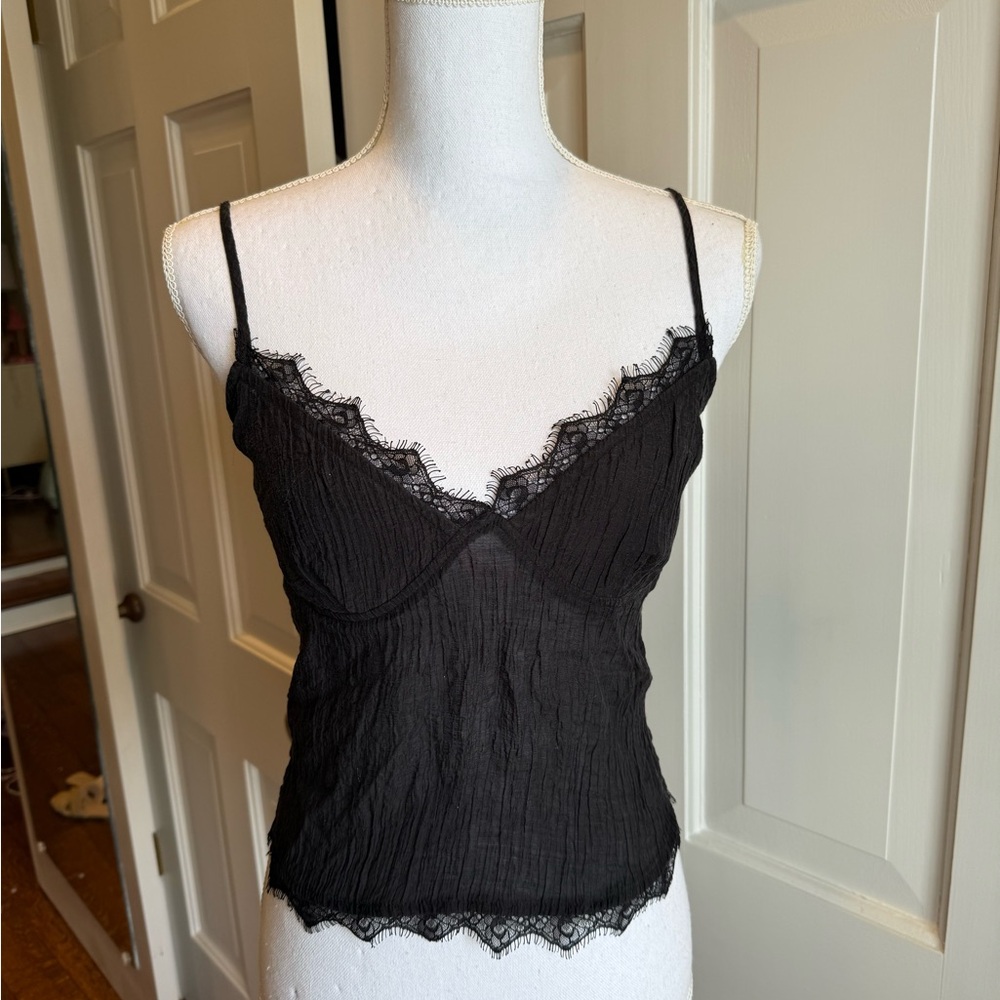 PrettyLittleThing Black Textured Cami